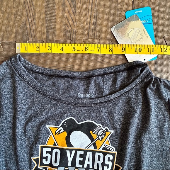 NWT | NHL Reebok | Pittsburgh Penguins Long Sleeve | Heather Gray |  Small - Picture 9 of 12